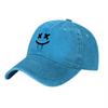 Smiley-Gesicht gewaschene Baumwolle Baseballkappe Schwarz Bestickt Unisex Hut Verstellbar Lässig Streetwear Stil