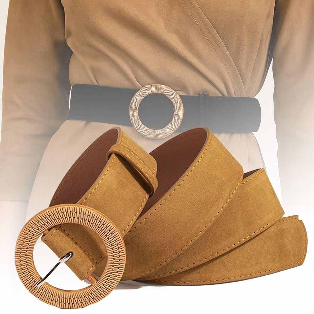 Luxury Design Suede Leather Belt Casual Waistband Fashion Business Waist Belt  For Women