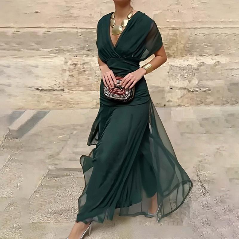 Women's Clothing, New Spring Models In Europe and America, Elegant Temperament, Off-the-shoulder Waist Dress, Long Dress, Dress.