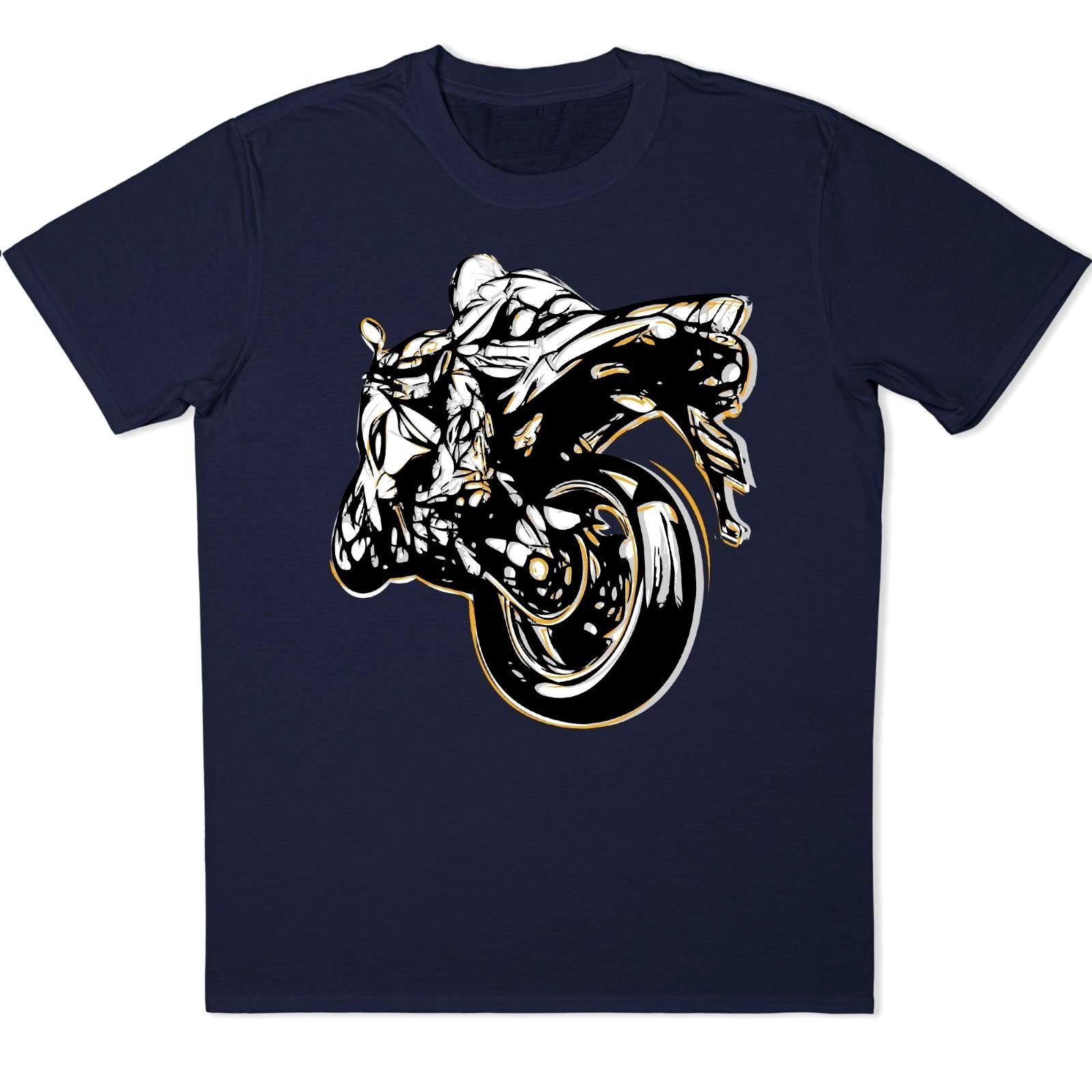 Superbike Wheelie T-Shirt Motorcycle Sport Bike Rider Racing Biker Graphic Tee M