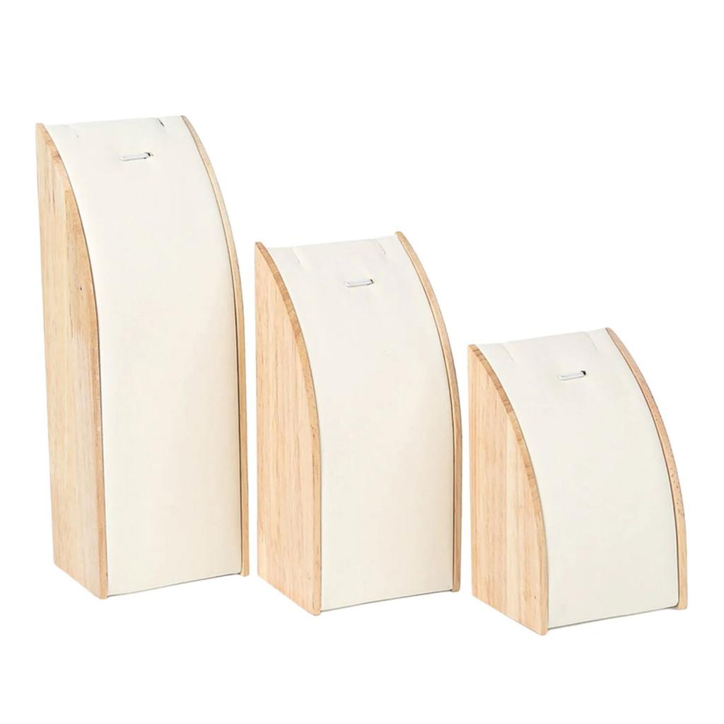 Fashionable Sturdy Solid Wood Jewelry Display Rack 3 Pieces Set for Necklace and Pendant Exhibition Organization