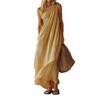 Elegantes einfarbiges ärmelloses Maxikleid Damen 2026 Slim Fit Hoher Bund Fließend Lang