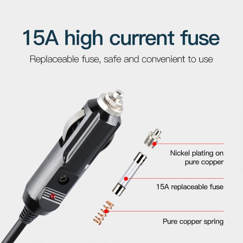 12V Automotive Electrical Clip-on Cable Car Battery to Car Power Adapter Plug Socket Cord with 15A Fuse