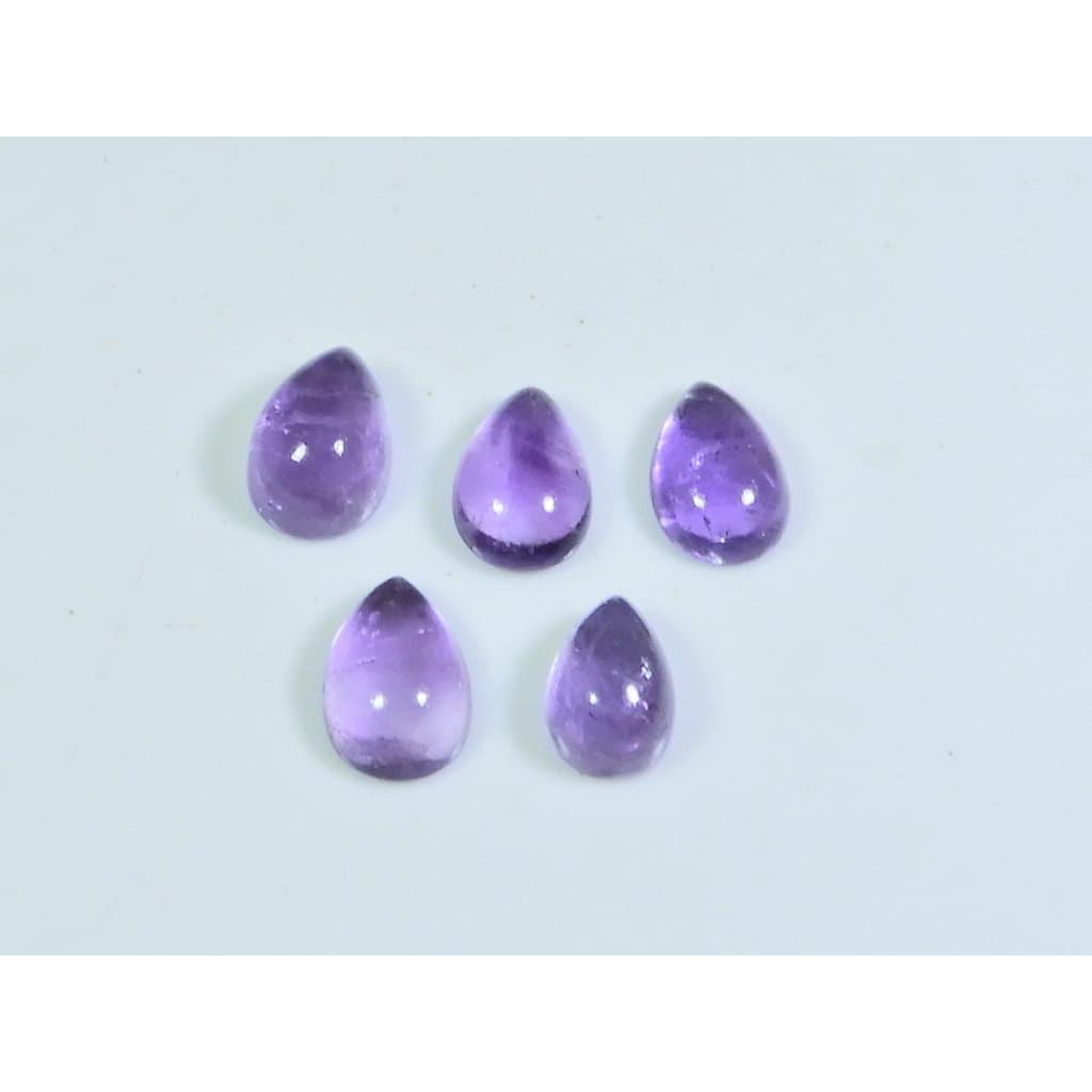 

8X12MM Natural Amethst Ring Size Pear Cabochon Loose Gemstone 5Pcs Lot 15Cts A-470