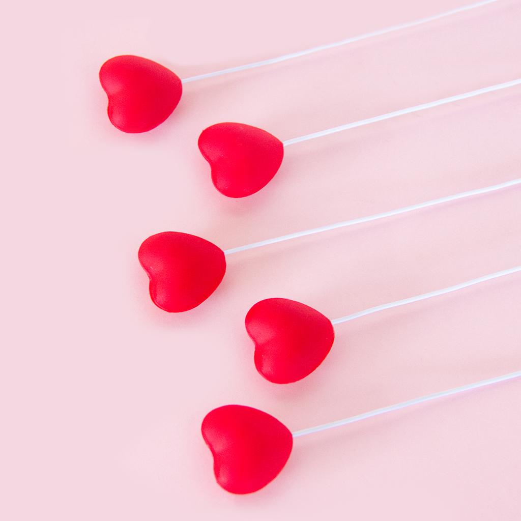 5/10pc Valentine's Day Cake Toppers Sweet Red Pink Heart Shape Cupcake Picks Valentines Wedding Engagement Party Cake Decoration