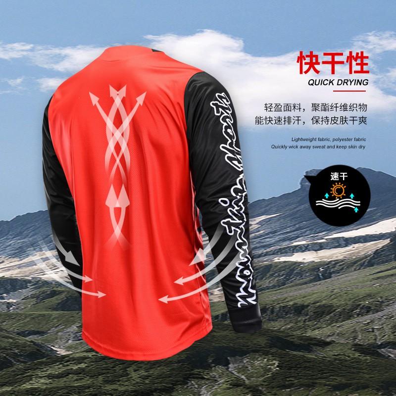 Mens Long Sleeve Cycling Jersey Digital Print Quick Dry Mountain Bike Top Outdoor Sports Wear