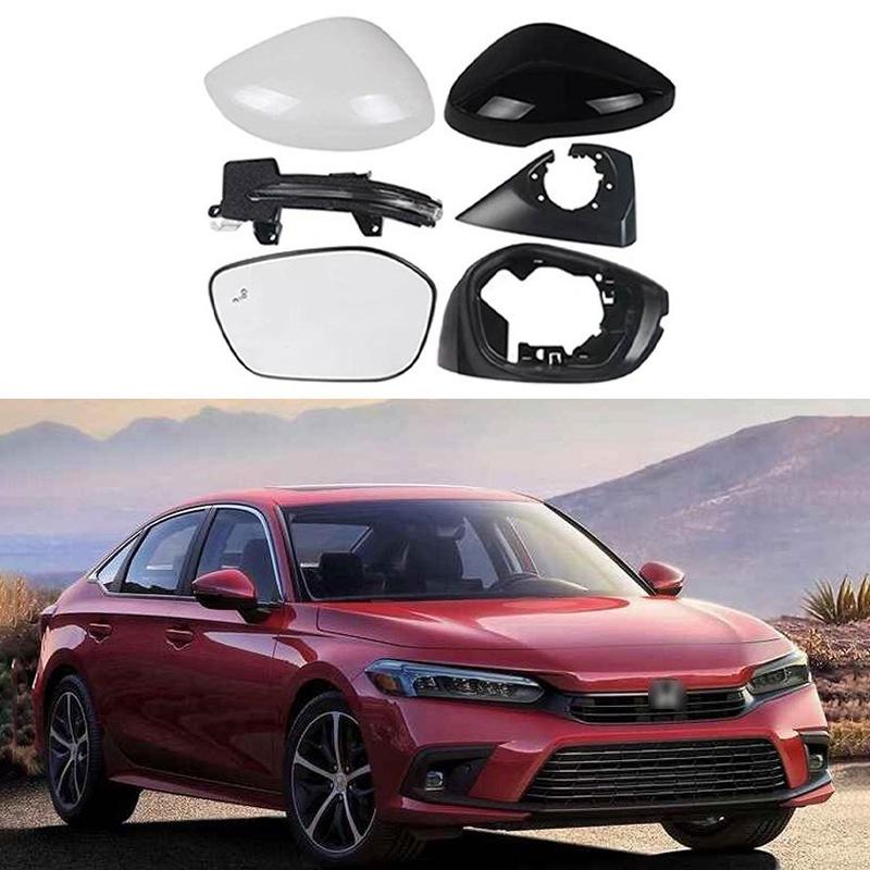 Fits 22-23 Eleventh-Gen Honda Civic & Integra: Mirror Shell, Frame, & Lens.