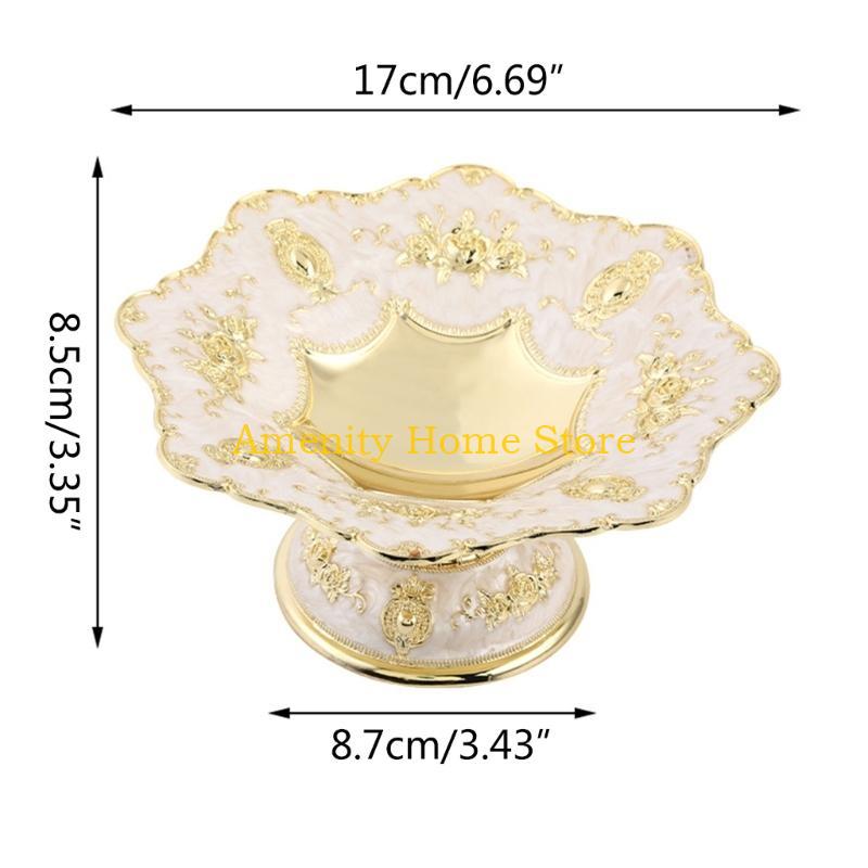 F26C Fruit Tray Trinket Dish Plate Tea Tray Elegant Candy Plate Vintage Fruit Plate Dessert Storage Tray Home Decoration