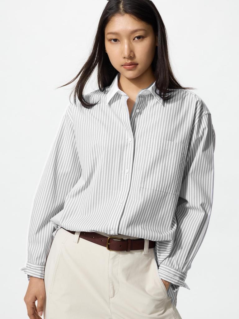 Uniqlo Cotton Oversized Shirt  Stripe  A