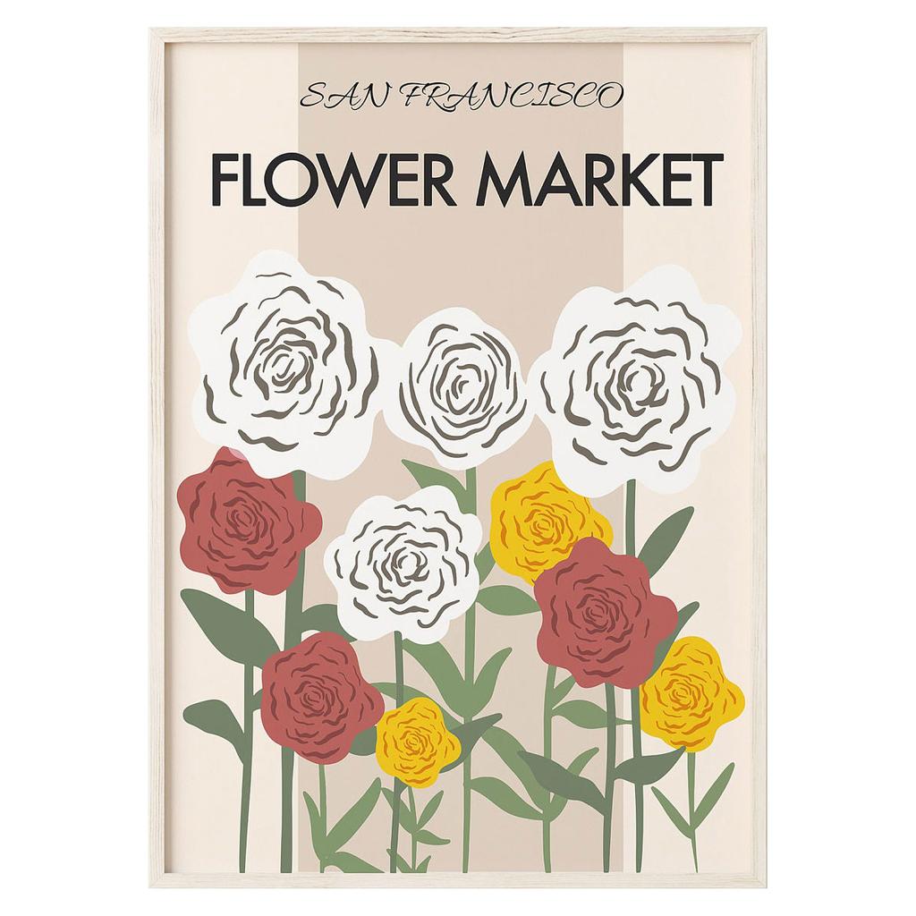 Minimalist Flower Poster Abstract Flower Market Canvas Painting Print Nordic Style Wall Art Picture for Living Room Home Decora