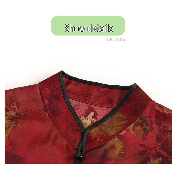 Xiangyunsha Chinese Style Silk Blouse - Mother's Day Edition, Women's Three-Quarter Sleeve, Summer Top in Genuine Mulberry Silk.