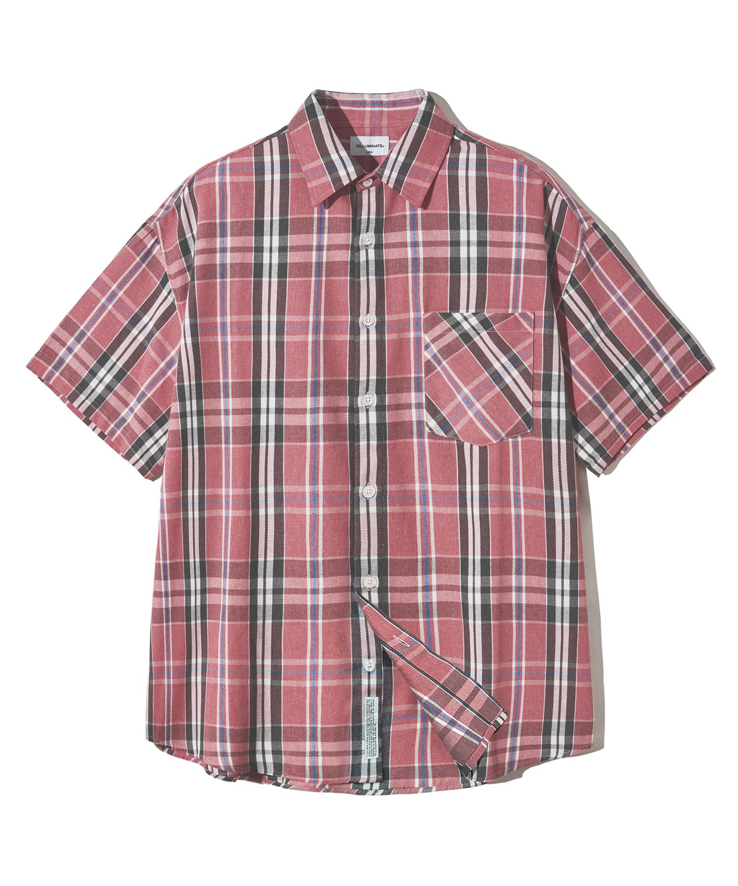 Illuminate Oversized Forest Check Half Shirt - Pink Pink/S