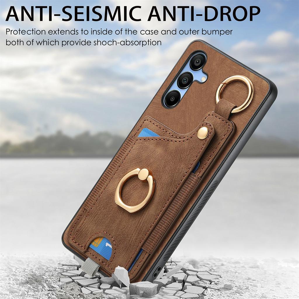 For Samsung Galaxy A16 4G/5G Case Card Slots Leather+TPU Phone Cover with Ring Buckle