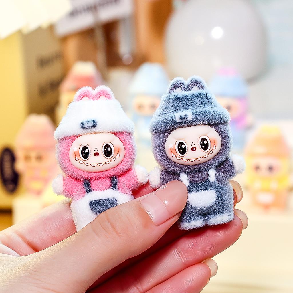 10pcs Cool Rabbit Plush Doll Trendy Play Cute Grain Desktop Ornament DIY Keychain with Pendant