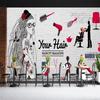 Beauty Barber Shop 3d Wall Murals Background Wallpaper, Modern Beauty Salon Removable Murals, Suitable For Barber Shop Wall Painting
