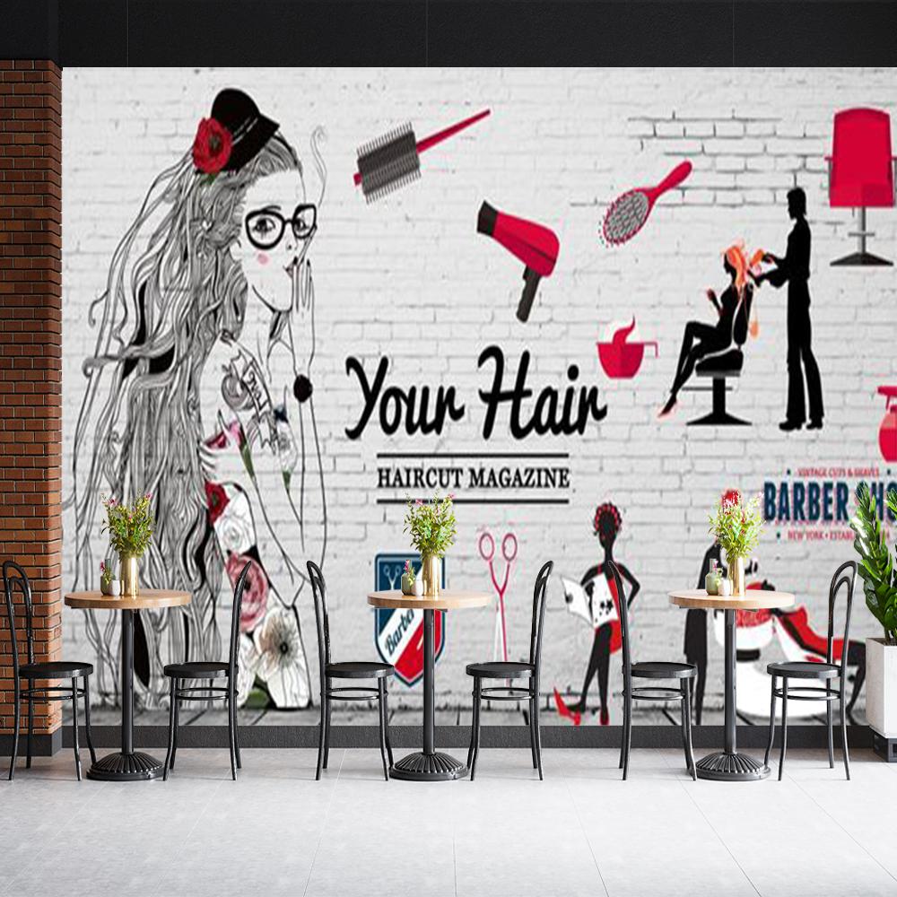 Beauty Barber Shop 3d Wall Murals Background Wallpaper, Modern Beauty Salon Removable Murals, Suitable For Barber Shop Wall Painting