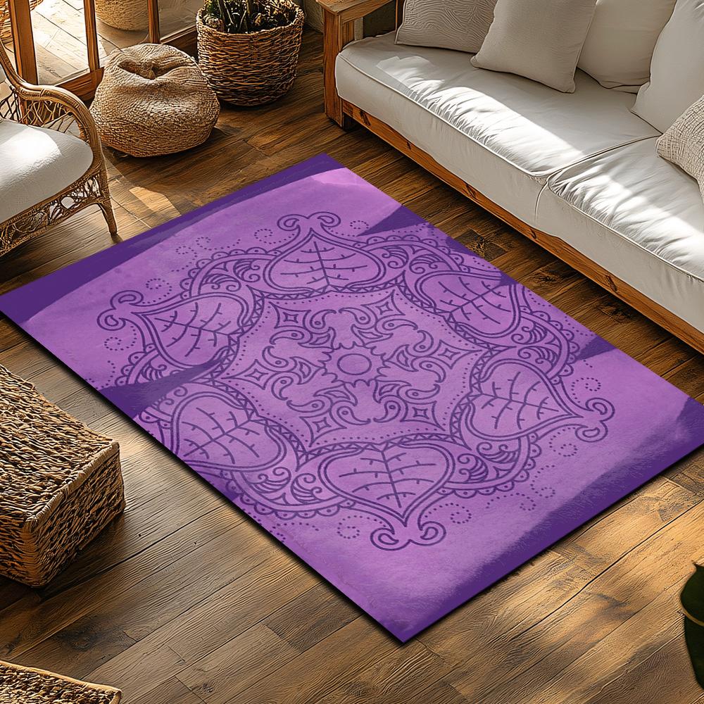 Elegant Purple Area Rug Modern Abstract Geometric Carpet Living Room Floor Mat Home Decor Non-Slip Washable Floor Covering