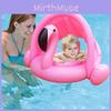 Inflatable Flamingo Seat Ring With Canopy Sunshade Cover Water Play Toy For Kids