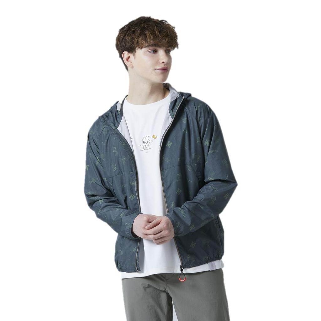 Mizuno PEANUTS Compact Olive Water-Repellent Jacket, Snoopy, B2MEBY03, Men's,