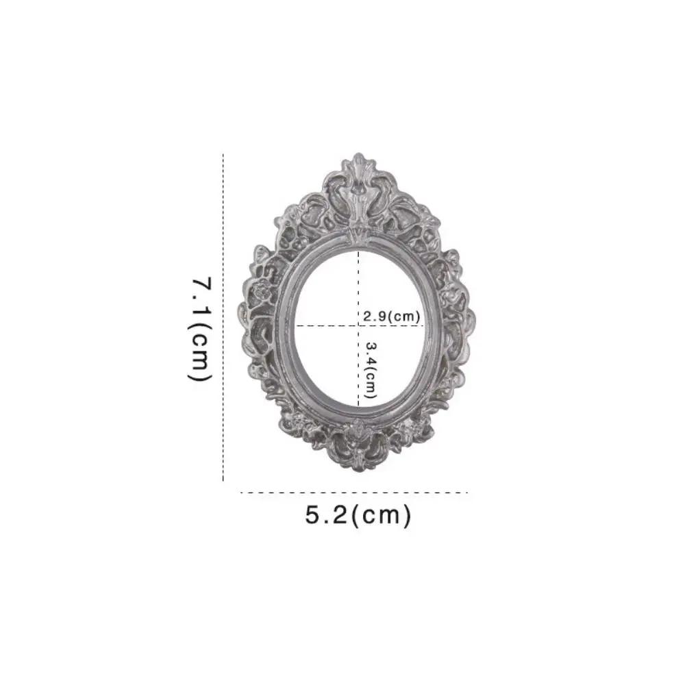 Durable DIY Resin Photo Frame Rustic 3D Mini Mirror Props Miniature Mirror Small Model Phone Shell Material