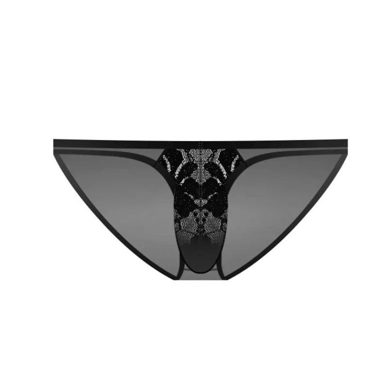 Men'S Briefs Lace Transparent Underwear Quick-Drying High Fork Underwear Ultra-Thin Bikini Slip Homme Pouch Lingerie Underpants