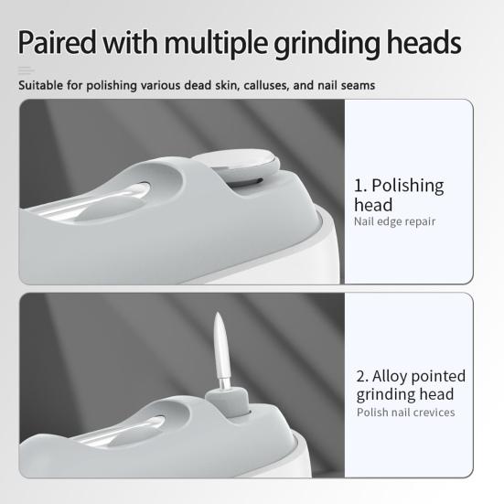 Automatic Electric Nail Clipper 2-In-1 Baby Nail Trimmer with LED Light Kids Adults Seniors Manicure File Fingernail Cutter Polisher Grinder