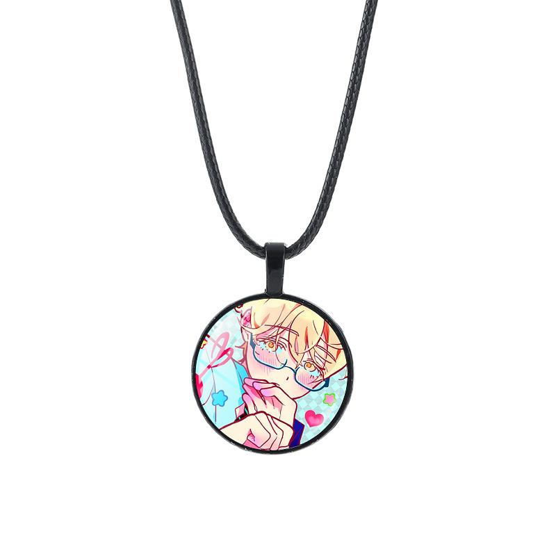 Alien Stage Anime Pendant Necklace with Time Gem on Black Rope Chain