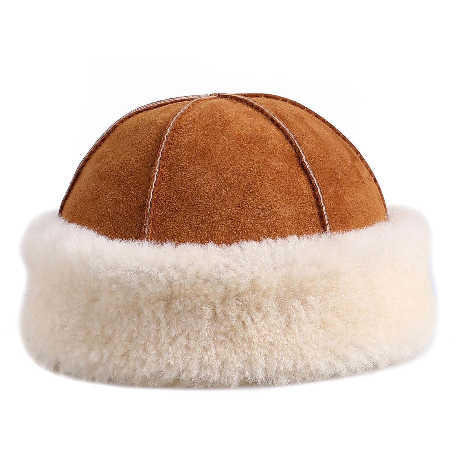 

Унисекс 100% натуральная овчина кожаная шерстяная шапка бини, зимняя меховая кепка, сшитая вручную, роскошная классика One Size