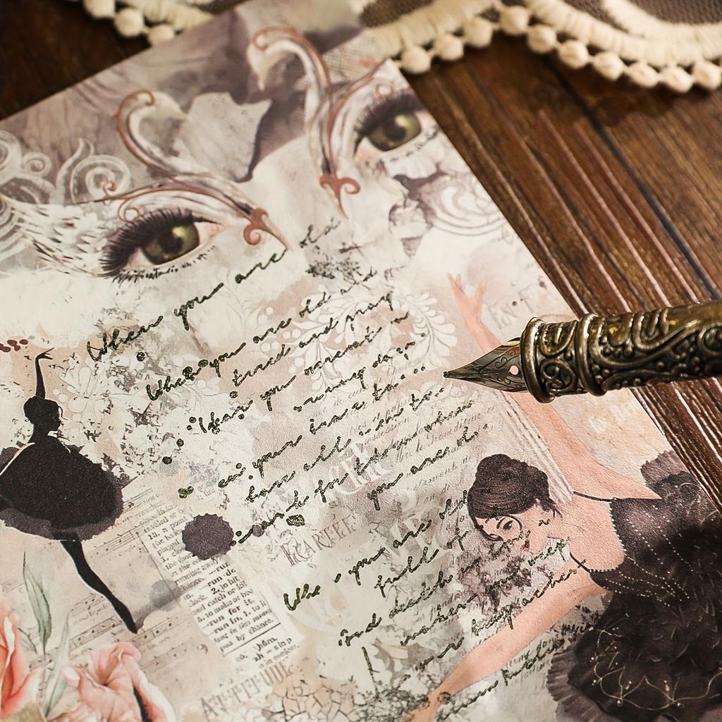 60pcs Vintage Fantasy Scrapbooking Paper Kit - Mixed Color Butterfly, Flower & Window Patterns for Junk Journals, Planners & DIY Crafts