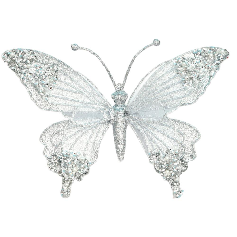 Festlig Stor Fjärils prydnad med Glittrande Strass Designad för Julen För Träd och Säsongens Högtidsdekoration