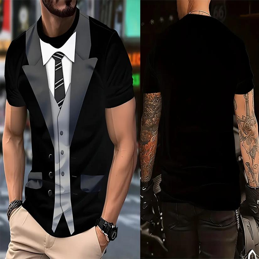 Men's Skeleton Graphic T-shirts Funny 3D Fake Jacket Print Men Women Punk Street Style T shirt Casual Outdoor Youth Tees Y2k Top
