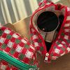 New Cosmetic Bag Knitted Red Green Plaid Large Capacity Makeup Bag Storage Pouch Pen Bag Travel Portable Wash Bag Christmas Gift