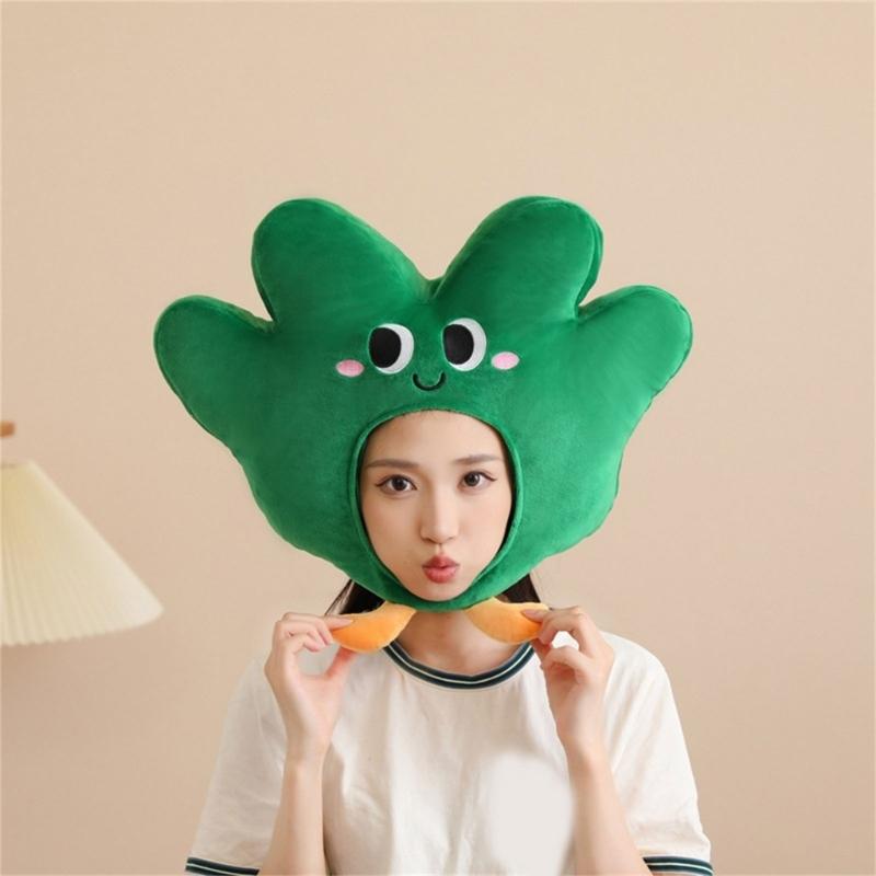 Novel Funny Little Grass Headgear Plush Little Grass Hat Cartoon Plant Headgear Hat Photography Props for Women Men