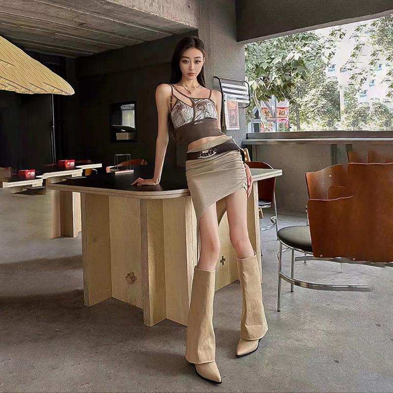 Pointed Toe Thick Heel Women Long Boots Fashion Knee High Booties Autumn Winter Woman Mordern Trouser Legs Booties