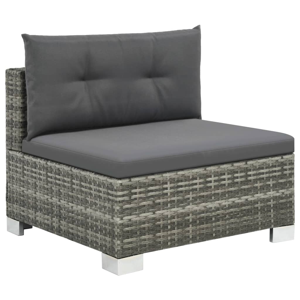 10 piece garden lounge set with cushions poly rattan grey