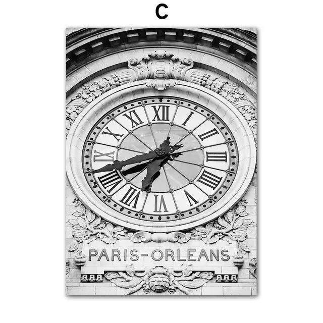 Europe Street Photograph Scenery Picture Canvas Painting Wall Art Black and White Poster and Print for Home Living Room Decor