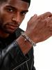 Hiphop Four-point Star Chain Bracelet for Men,Two Layers Stainless Steel Adjustable Chain Link Wristband Gift