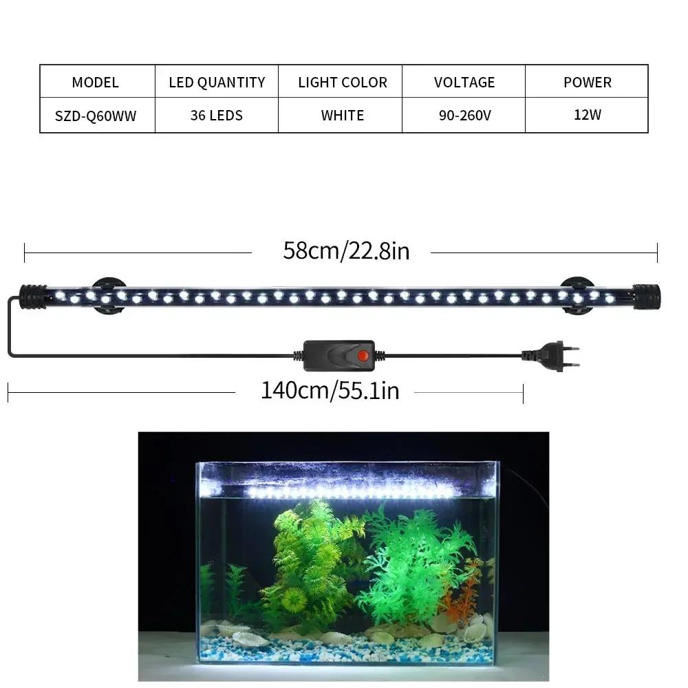 Luz LED Impermeable para Acuario Lámpara de Crecimiento para Plantas Iluminación Subacuática para Pecera Para Accesorios de Decoración de Acuarios 90-260V