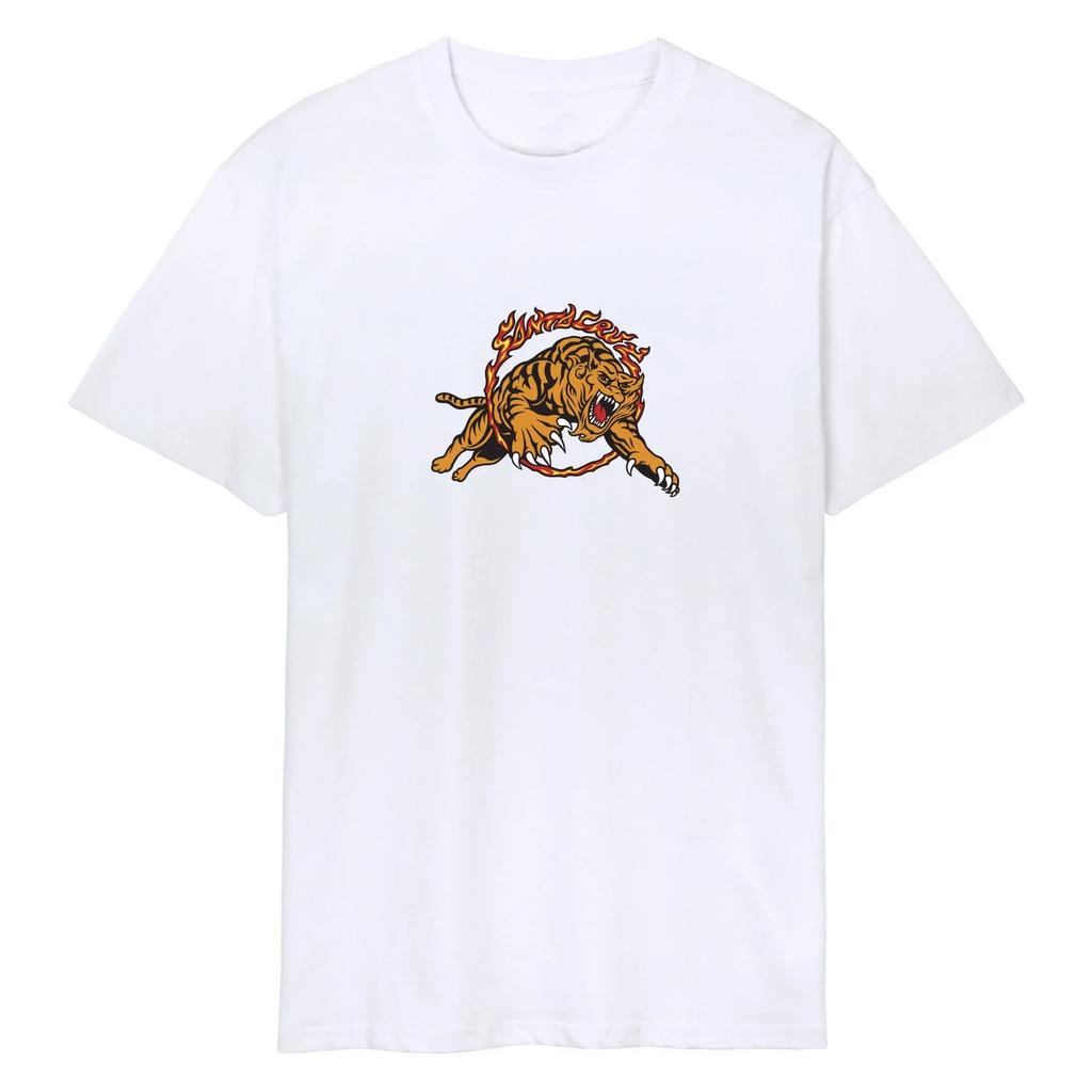 Skateboard Casual Cotton Men's T-Shirt Loose Sports Cruz Women Short Sleeve Tiger Print Street Trend Hip Hop Harajuku Clothing