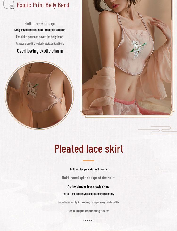 Ruo Lan See-through Ancient Hanfu Lingerie Belly Band Set