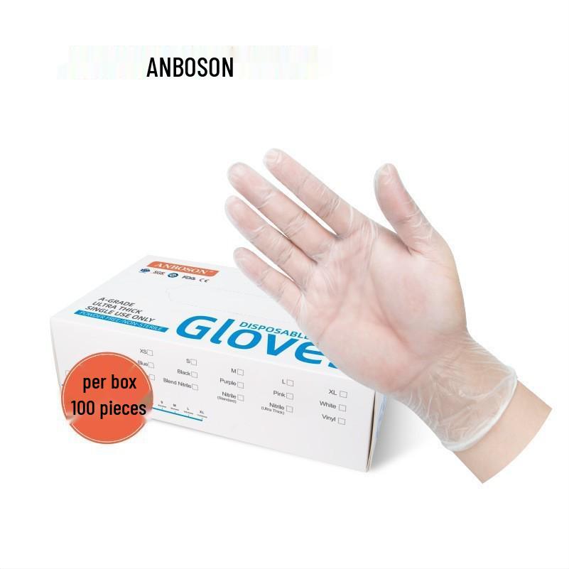

Ambojin Extra Thick Waterproof Black PVC Disposable Gloves - Food Grade, Wear-Resistant for Household, Beauty, and Lab Use.