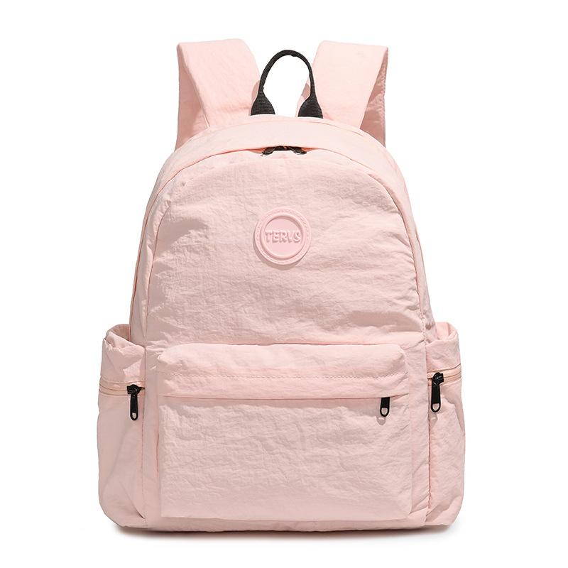 Outdoor Nylon Backpack Women Solid Color Backpack Student Schoolbag