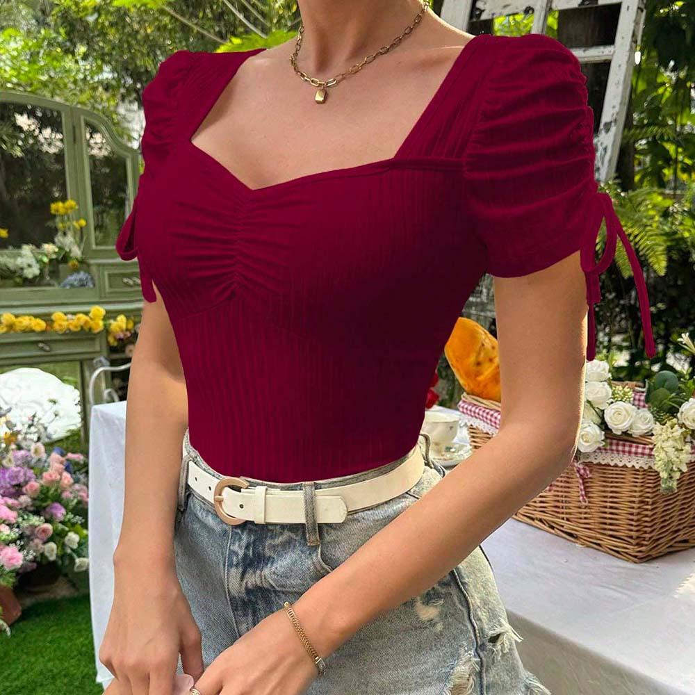 

Новая женская рубашка с принтом в стиле ретро для путешествий, повседневная, весна и лето, дышащая, крутая, сексуальная, повседневная, с короткими рукавами, футболка для свиданий, топ S вино красного