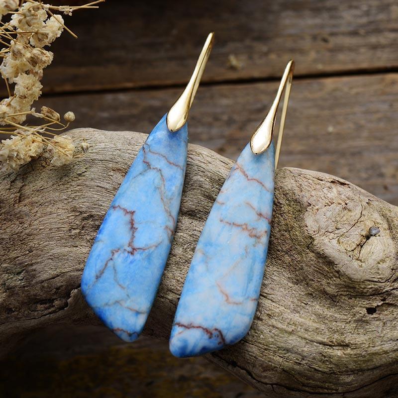 Luxury new bohemian natural stone pendant earrings earrings European and American popular retro jewelry jewelry