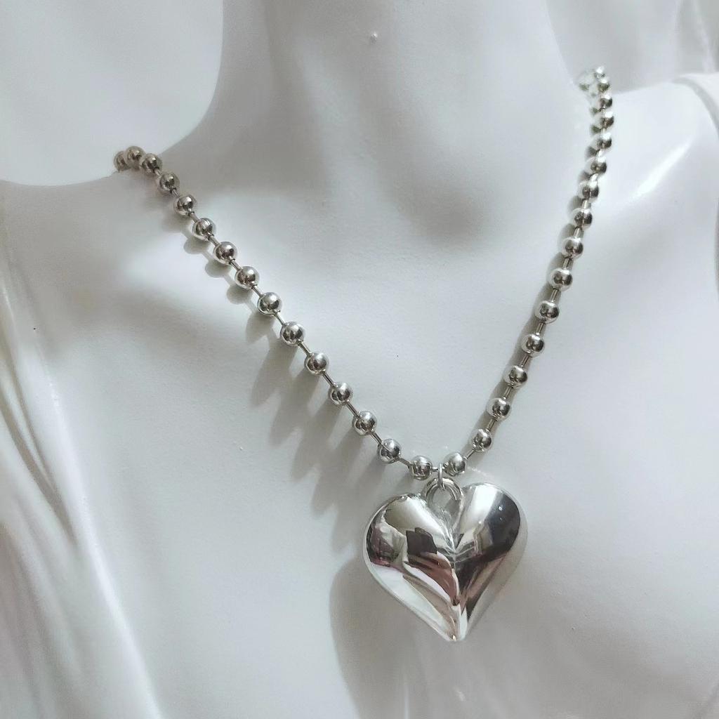 Fashion Versatile Love Pendant Necklace, Guardian Heart Big Peach Heart Necklace Women's Jewelry