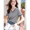 T-shirt Top Coréen Manches Courtes Mode Tendance Polyvalent Confortable Décontracté Style Nouveau d'Été Col en V