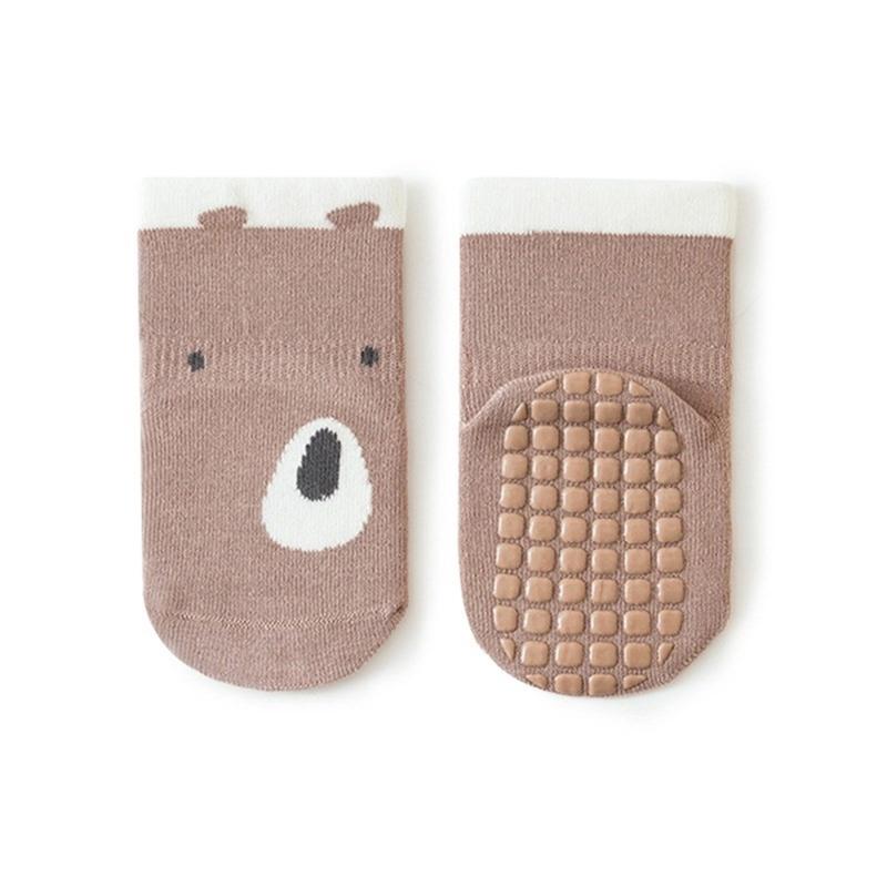 

Baby Non Slip Grip Ankle Socks with Non Skid Soles for Infants Toddlers, Cute Cartoon Boys Girls Socks for Spring Fall M коричневий
