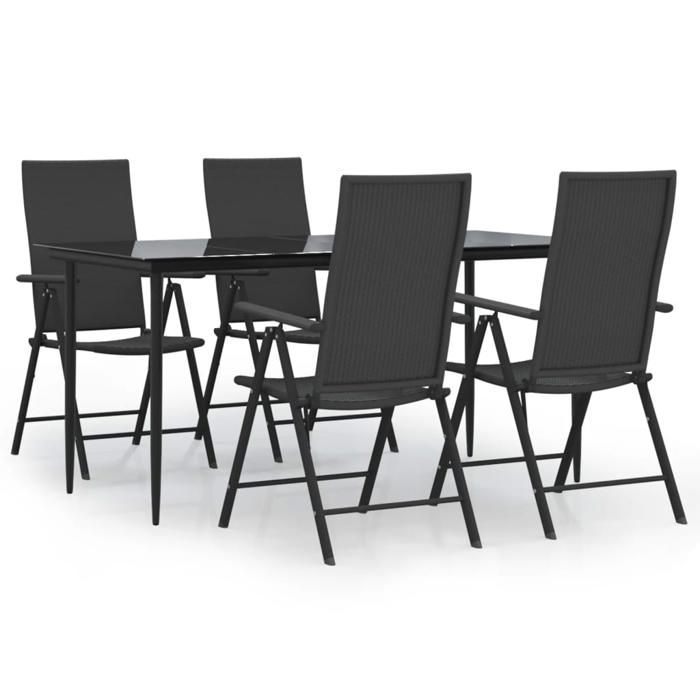 VidaXL Ensemble à manger de jardin 5 pcs Noir Résine tressée, ensemble de salle à manger d'extérieur, table et chaise de 3156516