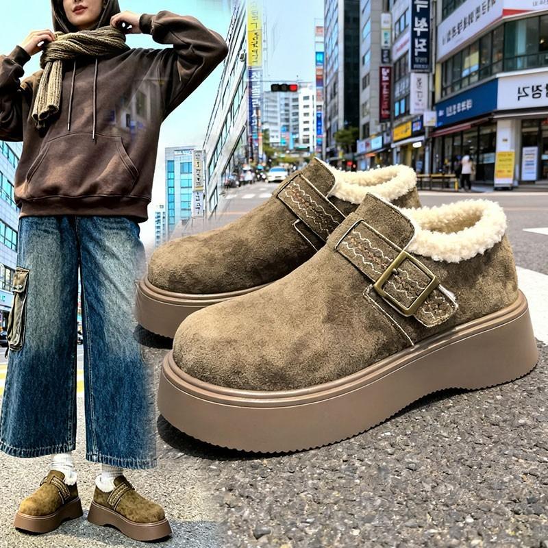 

Thick-soled heightening velvet snow boots women s new winter shoes, warm wool cotton shoes 40 хаки