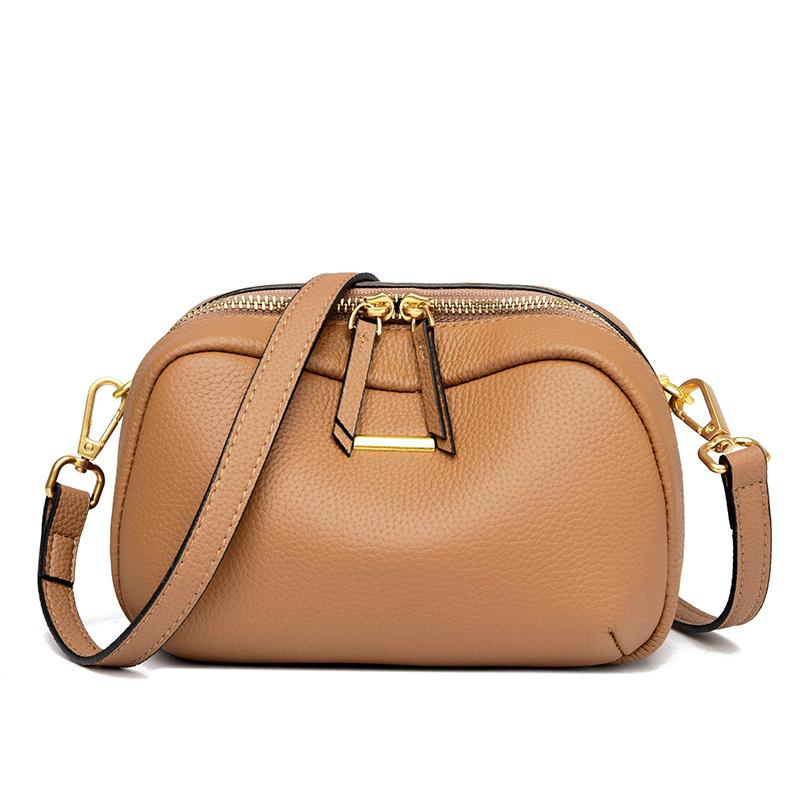 Solid Color Female Messenger Bag Women's Cowhide Tote Bag Vintage Genuine Leather Shoulder Bags